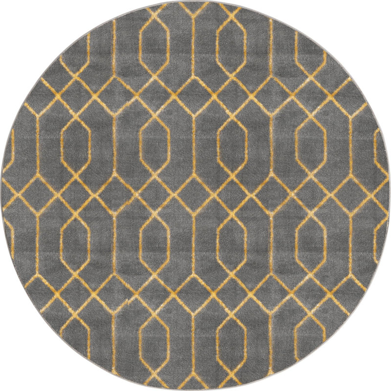 Glam Gray/Gold Area Rug, Round 5'3"