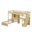 Lit mezzanine simple au-dessus de simple avec bureau intégré, escalier, compartiments de rangement et tablettes-289838389