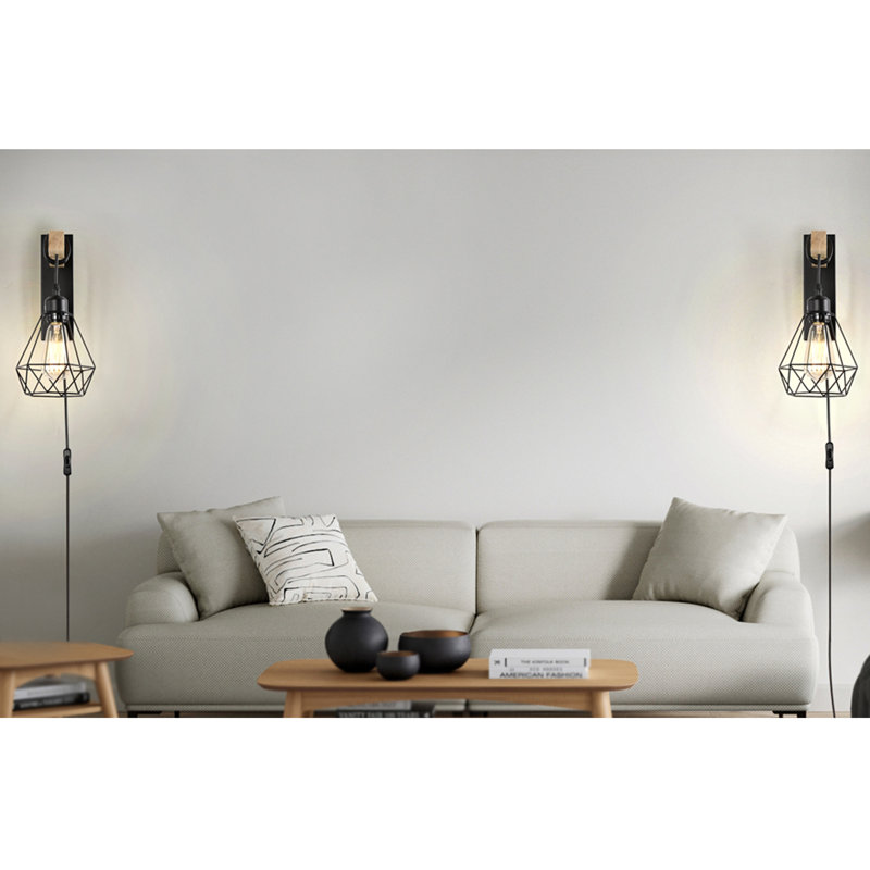 2 lumières murales noires enfichables, Noir mat, Noir, noir, noir, noir, H 6,3 po x l 6,3 po x P 8,58 po