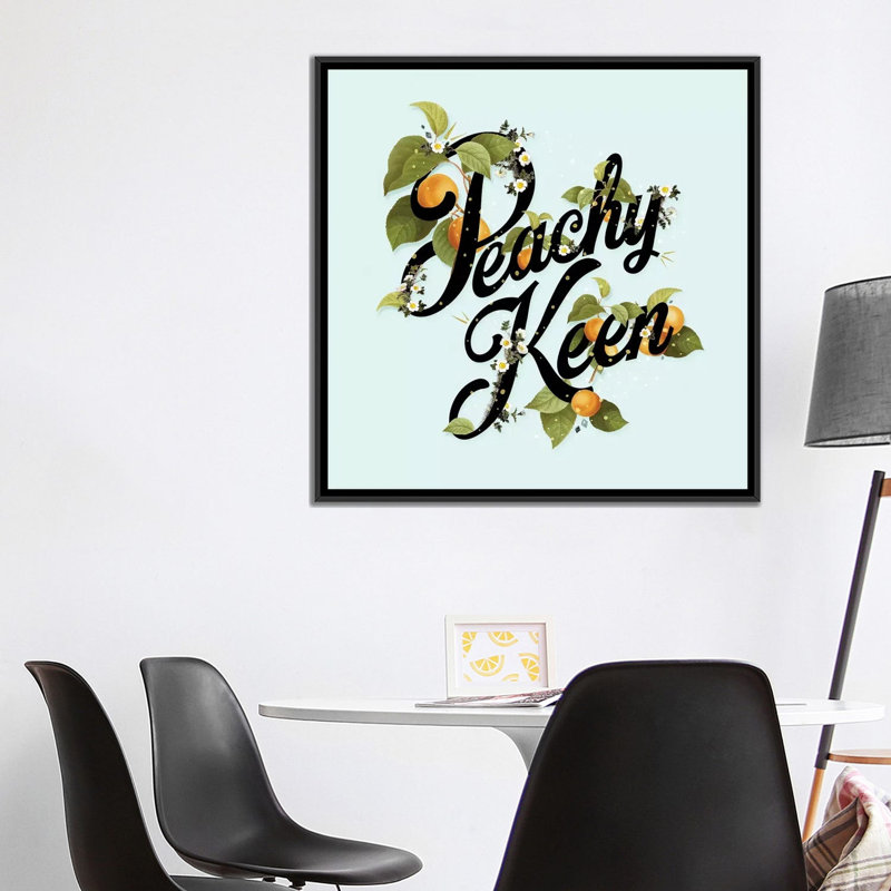 « pêche-menthe menthe », art textuel sur toile, H 26 po x l 26 po x P 1,5 po, Pas de tapis, Toile avec cadre noir
