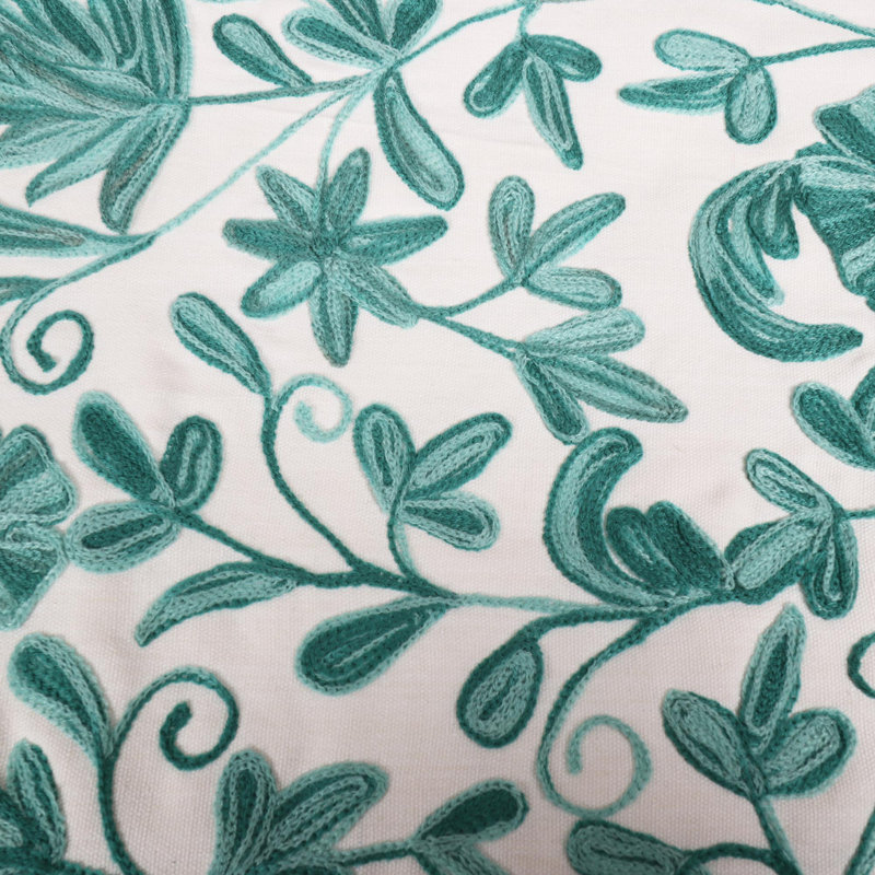 Red Barrel Studio® Handmade Kashmir Leaves In Green Chain-Stitched Cotton Table Runner