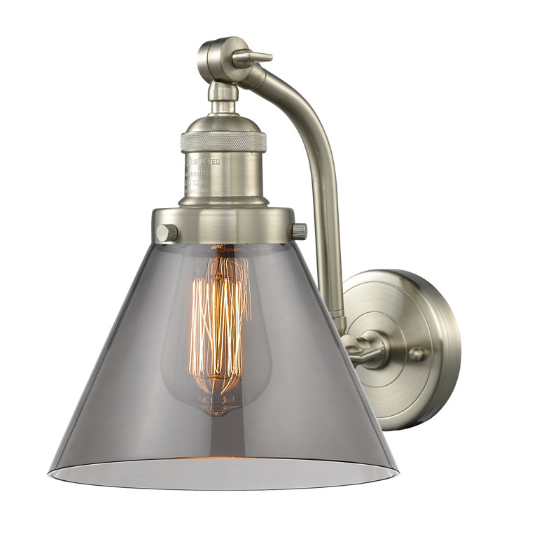 Applique murale 1 lumière Cone, Nickel satiné brossé, DEL, Fumé