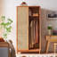Armoire de rangement à double porte en rotin avec tiroirs