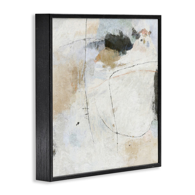 Giclée sur toile à motif abstrait neutre par Suzanne Nicoll, H 12 po x l 12 po, Giclée encadrée noir minuit