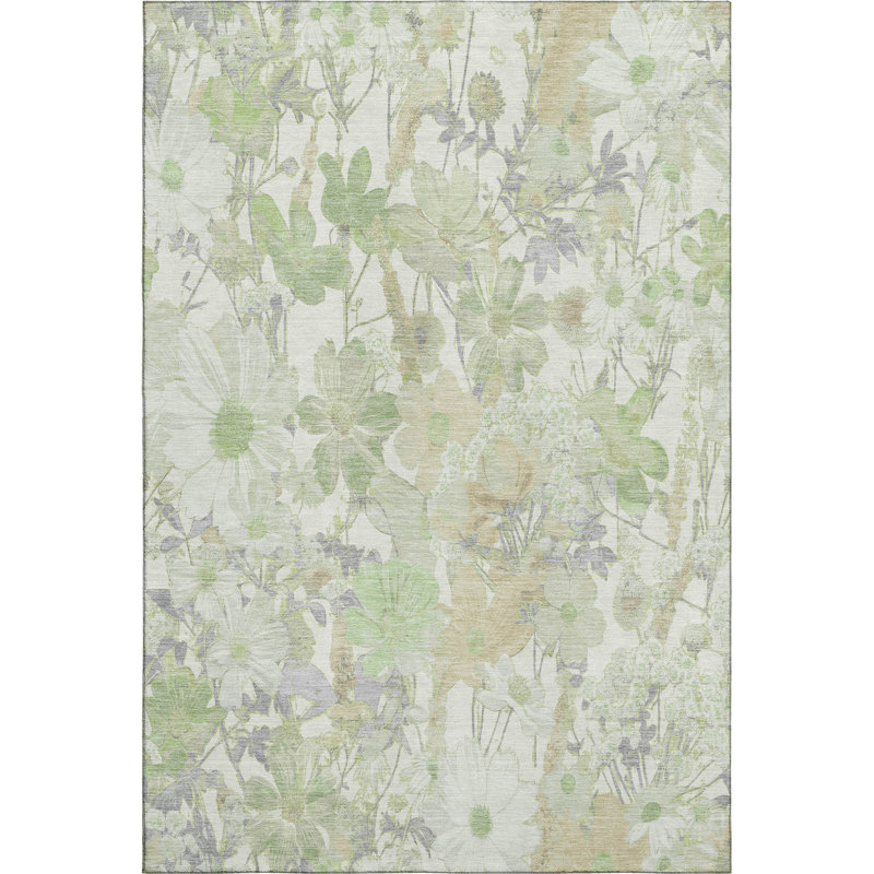 Premium Machine Washable Elize AMF1506 Floral Rug, Rectangle 3' x 5'