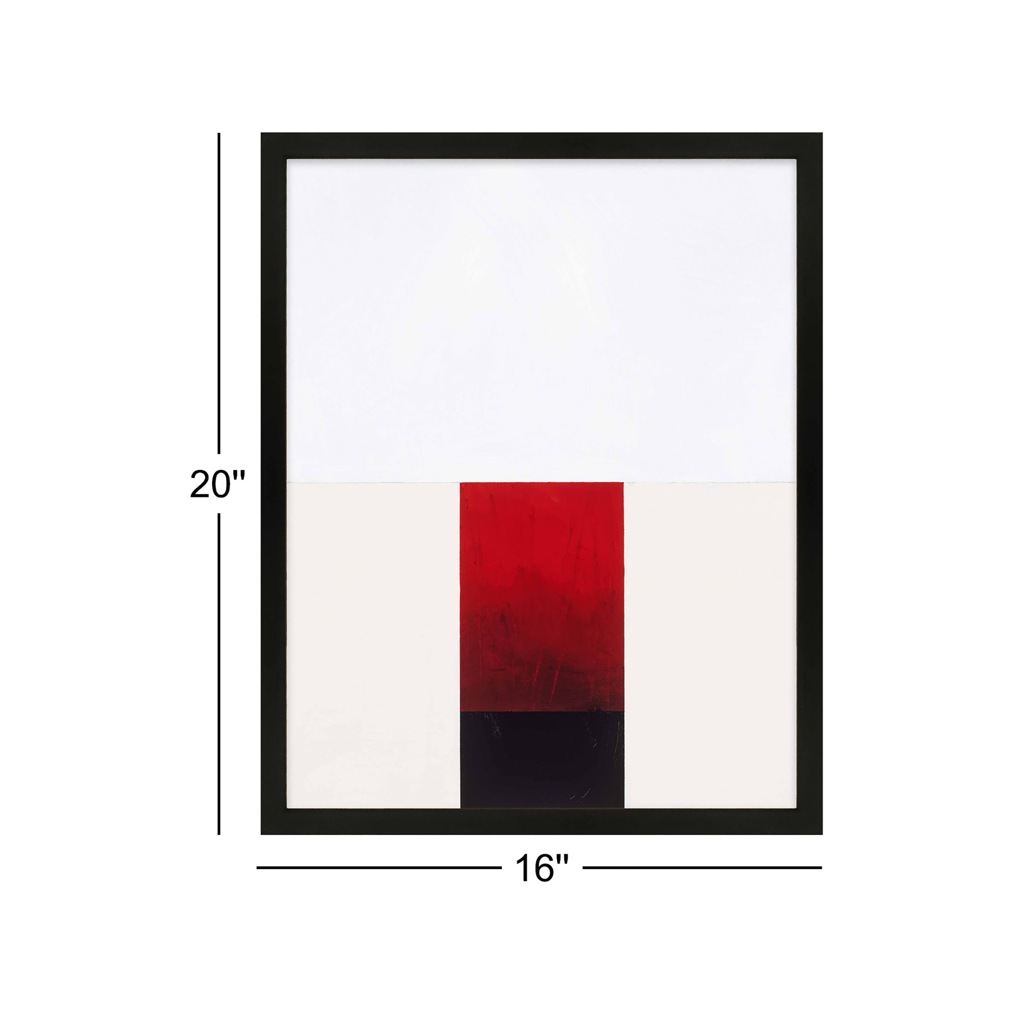 Tempo With Red 2 by Robert Kamnatnik, 20" H x 16" W x 1.25" D, Black Framed Paper