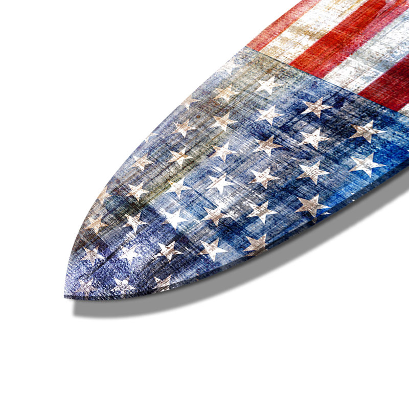 American Flag Surfboard - Decorative Surfboard Wall Art Print on Acrylic