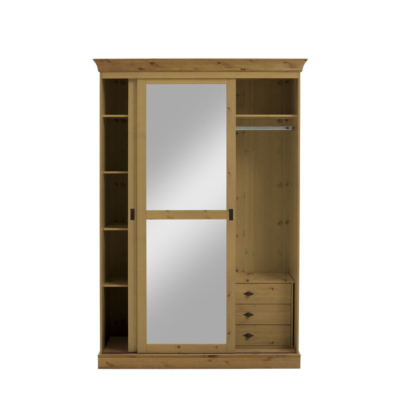 Falkville 2 Door Solid Wood Wardrobe, Leach-coloured