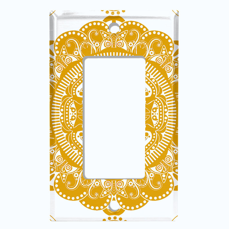 Patterned 1 - Gang Rocker Standard Wall Plate, White Orange