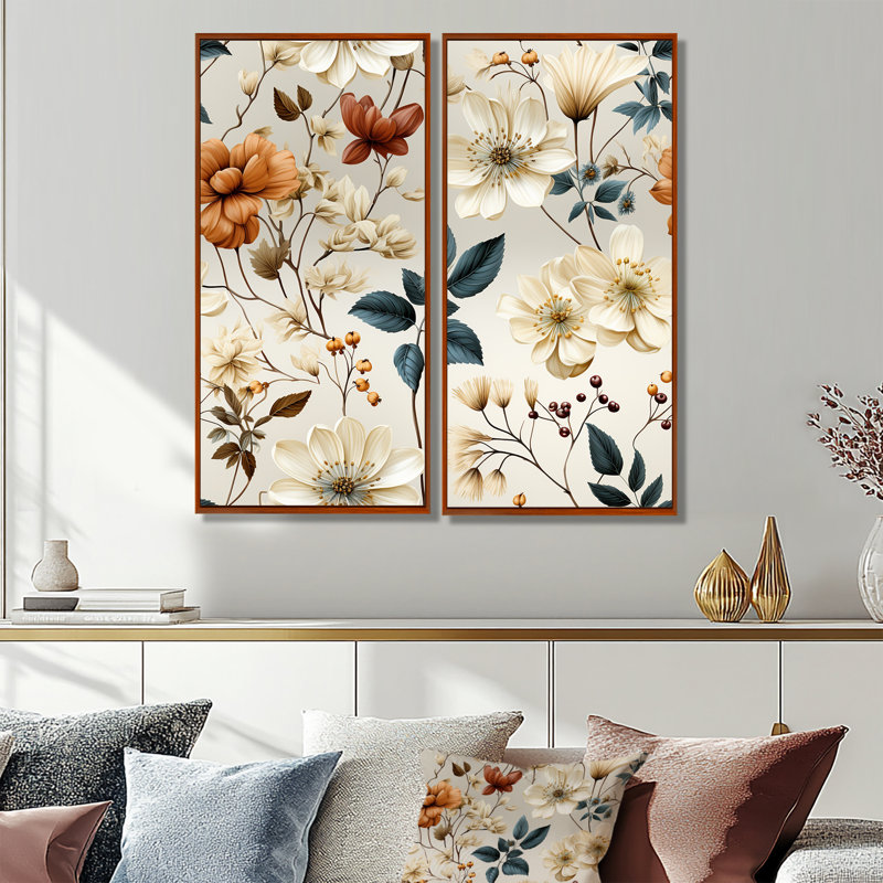 Ismay - chalet blanc, art mural traditionnel, 32" H x 32" W, Brown, Impression encadrée flottante
