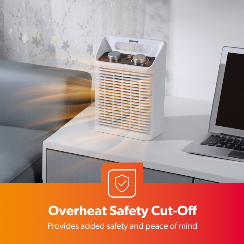 GEEPAS Portable Fan Heater 2000W | Low Running Cost with 2 Heat Settings 1000-2000W Safety Tip-Over Switch & Overheat Protection | Energy Efficient Heater with Cooling/Warm/Hot Mod