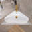 22.44" W X 16.56" D Wall-Mounted Corner Bathroom Sink Triangle Wall Hung Ceramic Sink RV Floating Vessel Sink with Integrated Overflow in White