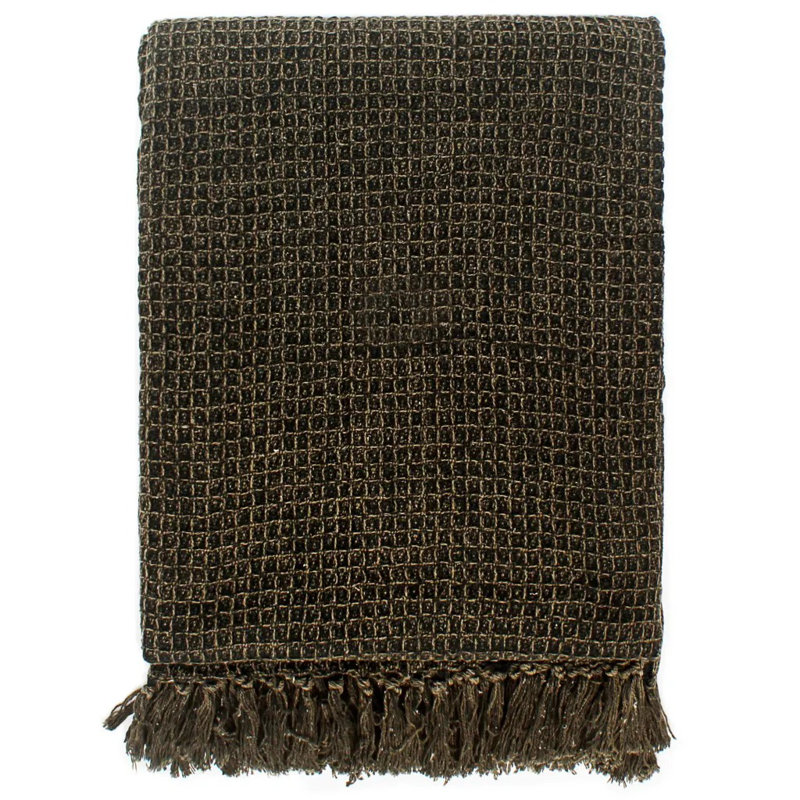 Jeté 100% coton vidaXL, L 63 po x L 82,7 po, Brun