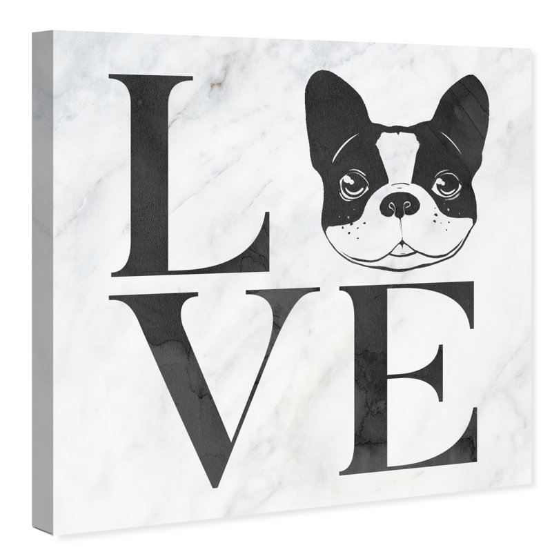 «Dogs and Puppies» «Love your Frenchie», reproduction sur toile tendue, H 40 po x l 40 po x P 1,5 po