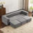 Chenille Convertible Sectional Sofa Sleeper with 3 Ottomans-1748690512