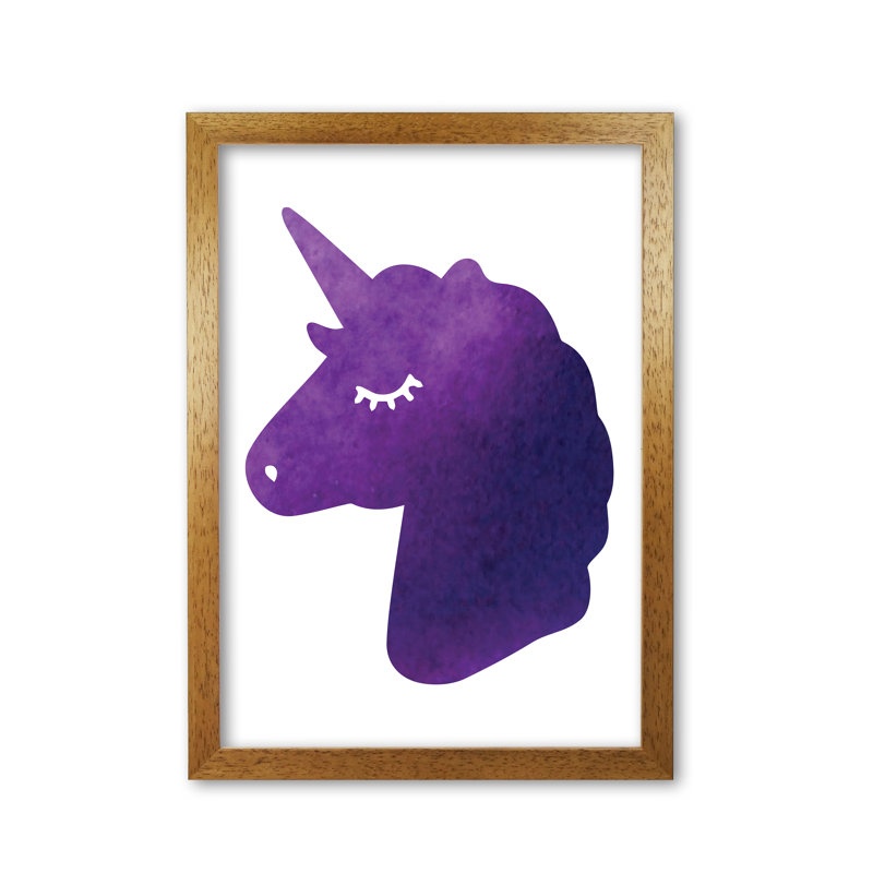 Unicorn Silhouette - Painting, Honey Oak Frame, 30 cm H x 21 cm W x 5 cm D