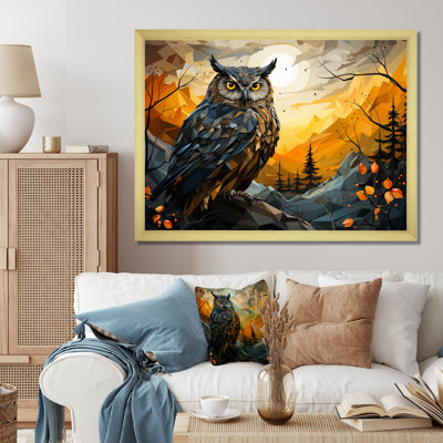 Yellow Owl Nights Watch, impression géométrique sur toile