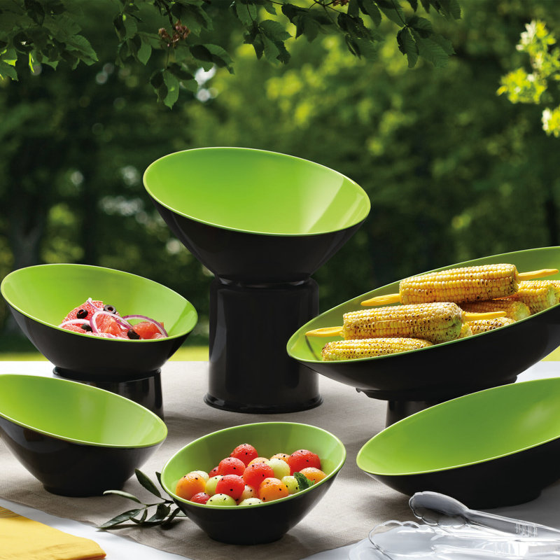 G.E.T. Melamine Serving Bowl, 5" H x 10" W x 10" D, Green/Black