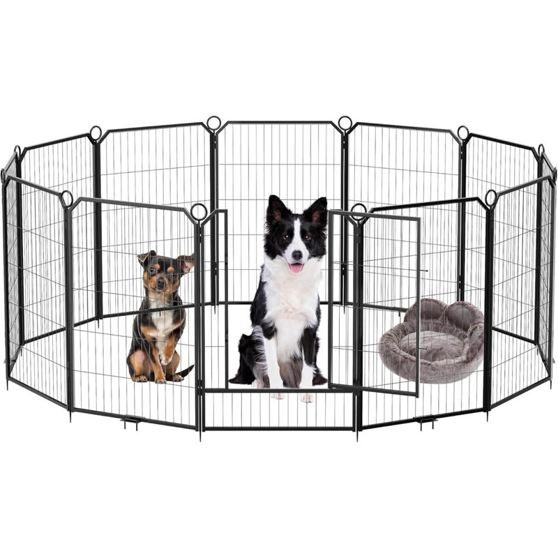 Clôture d'exercice pliante pour 12 animaux avec 12 panneaux de clôture pour animaux de compagnie pour camping-car et jardin