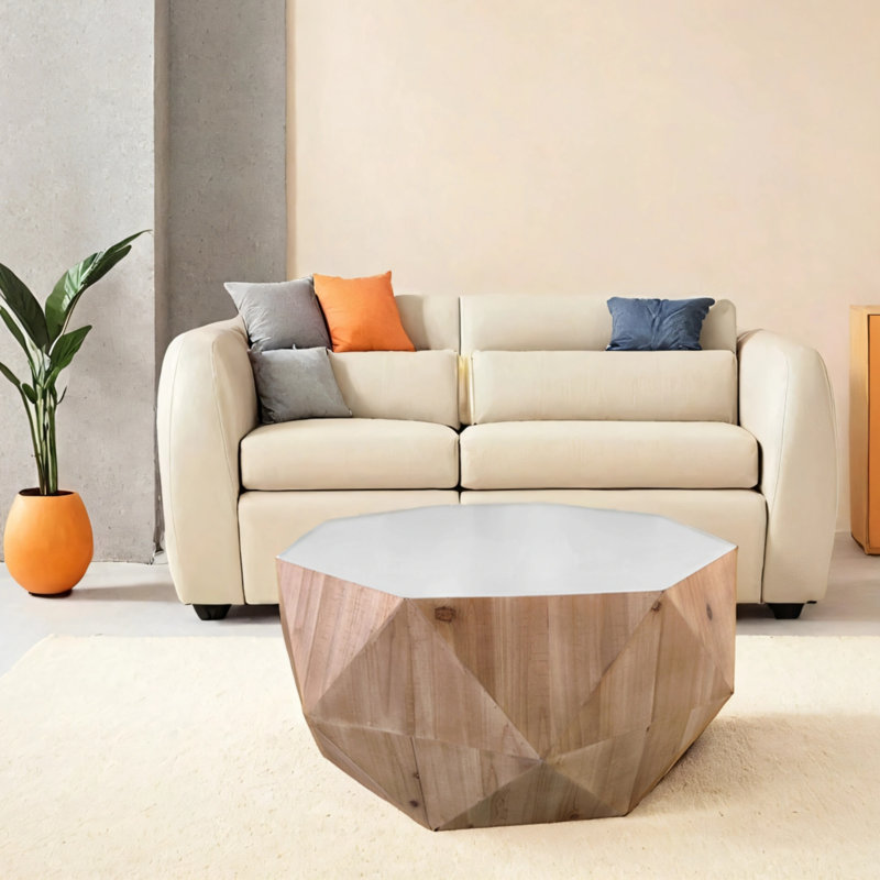 38 inch dimensional embossed pattern design american vintage style coffee table
