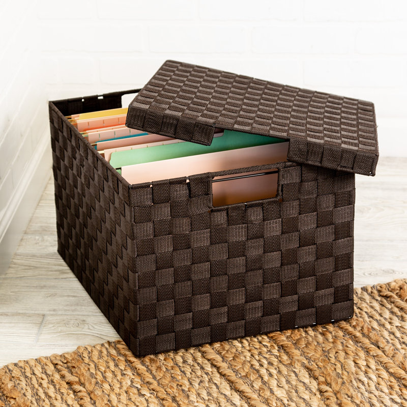 Anastasija Large Woven File Box, Espresso