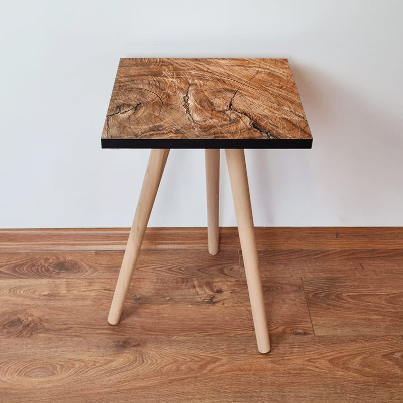 Table d'appoint moderne avec pieds en bois de hêtre, brun et noir, 13,8 po x 16,5 po x 13,8 po | 100% panneau de fibres à densité moyenne, épaisseur: 0,7 pouce | Design scandinave élégant, parfait pour le salon et la chambre à coucher, fonctionnel et élégant