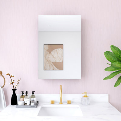 Recessed Or Wall Mount Frameless Medicine Cabinet Mirror With Adjustable Glass Shelves
