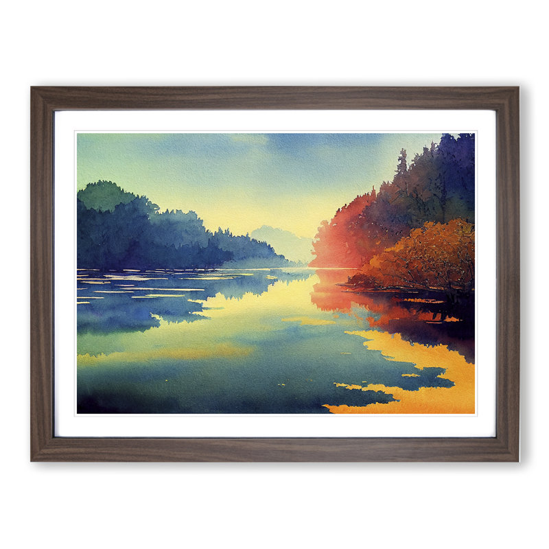 Colourful Forest River Vol.3 - Single Picture Frame Print, Walnut Framed, 25cm H x 34cm W x 2cm D