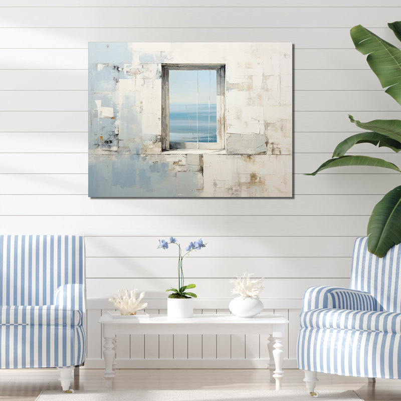 «Beach Windows Horizon II», reproduction d'art mural plage et océan, Toile tendue, 24" H x 32" W