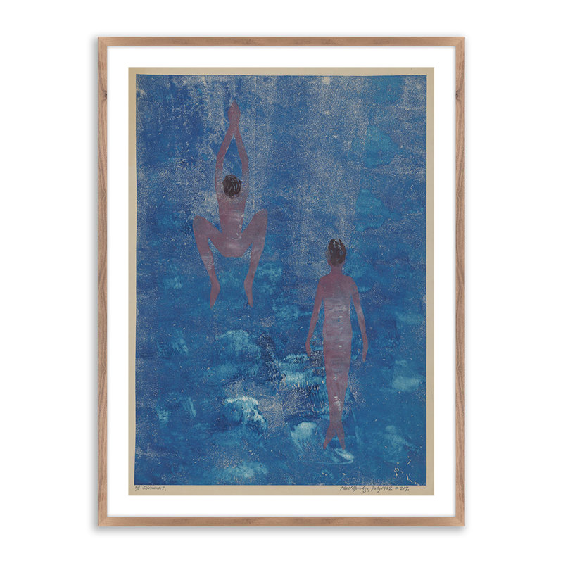 Swimmers Print by Pepi Sprohge, 40" H x 30" W x 2.5" D, Dark Brown