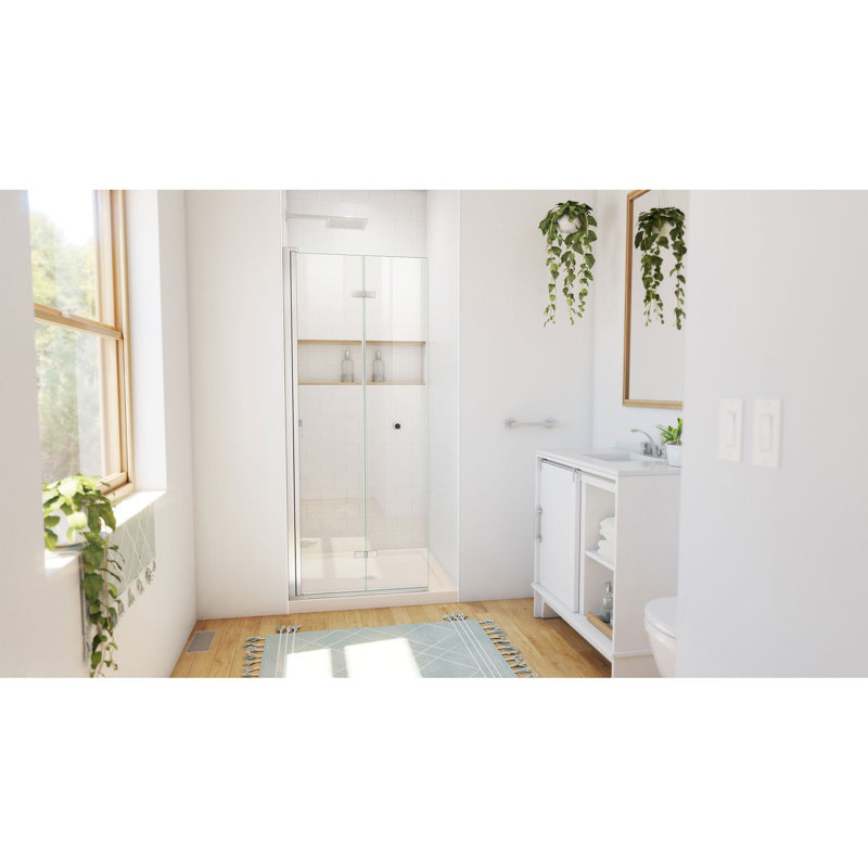 Aqua-Q Fold 32 W X 32 D X 74.75 H Frameless Square Shower Enclosure, Brushed Nickel