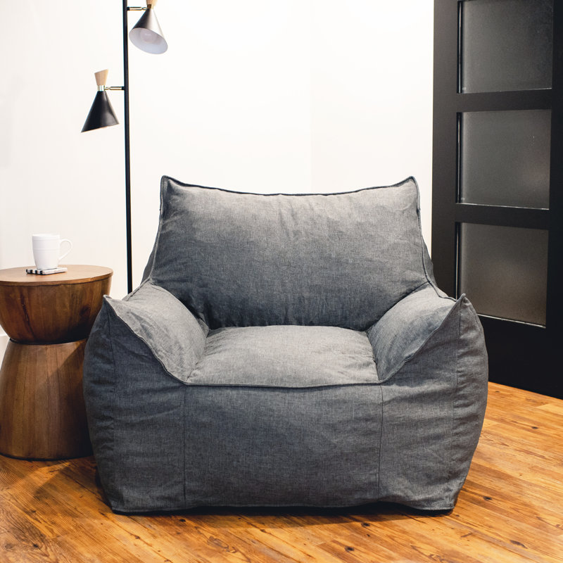Canapé sac de pois Big Joe Imperial, 100% polyester gris Union, 34" H x 47" W x 45" D