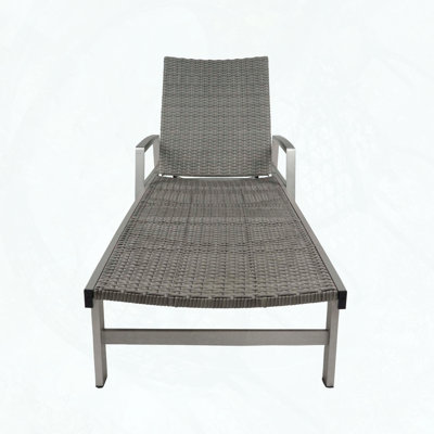 Aluminum Chaise Lounge with Mesh Seating and Wicker Accents