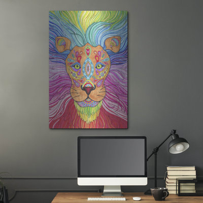 Bungalow Rose «Rainbow Lion Mane» par Hello Angel, art mural en métal, 12 po x 16 po