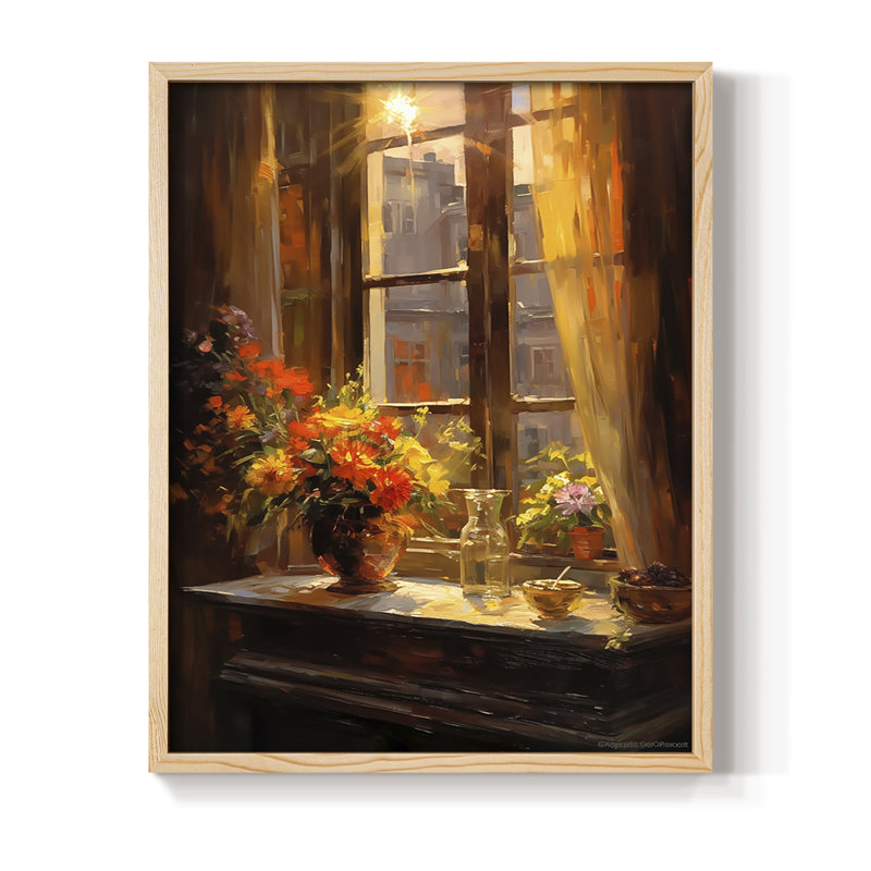 Reproduction encadrée FLORAL Series DCCLxxIV - bois massif, H 15 po x l 12 po, Naturel