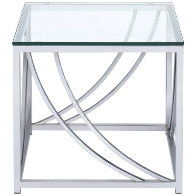 Table de bout carrée en verre avec une finition lisse, des pieds en métal durables, une largeur et une profondeur de 20,14 po, une hauteur de 19,76 po, s'adapte bien à la surface des styles de meubles, polie, profonde et profonde