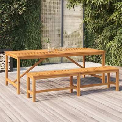 Pooler Rectangular Acacia Solid Wood Outdoor Dining Table 90 cm D