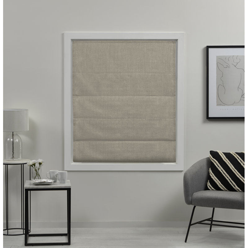 Exclusive Home Acadia 100% Blackout Roman Shade, 27"W x 64"L, Beige