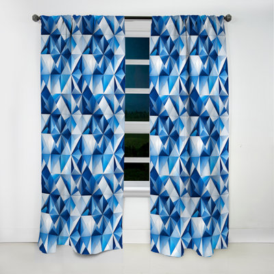 Contemporary Cobalt Tessellations Geometric - Rideau occultant géométrique abstrait - 1 panneau