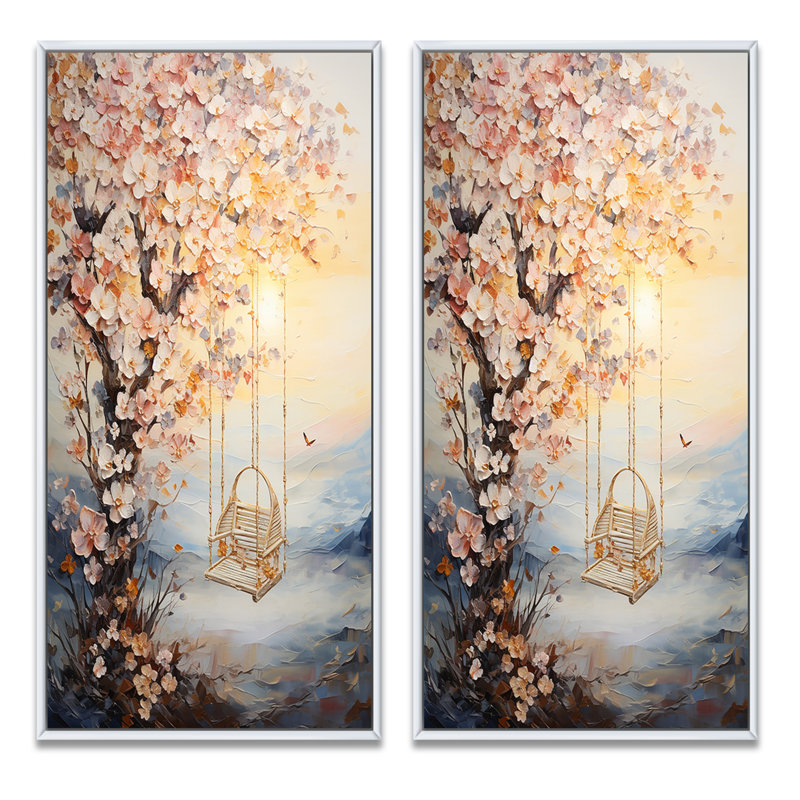 «Bold Sunrise Eernal Renewal», 2 pièces, Cadre blanc, H 24 po x l 20 po