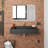 Pyramid 36" Wall Mounted Rectangular Solid Surface Bathroom Sink in Matte Finish - Black, With Faucet Hole