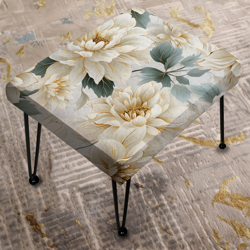 Repose-pieds blanc rectangulaire Mandalas Chrysanthemum Boho