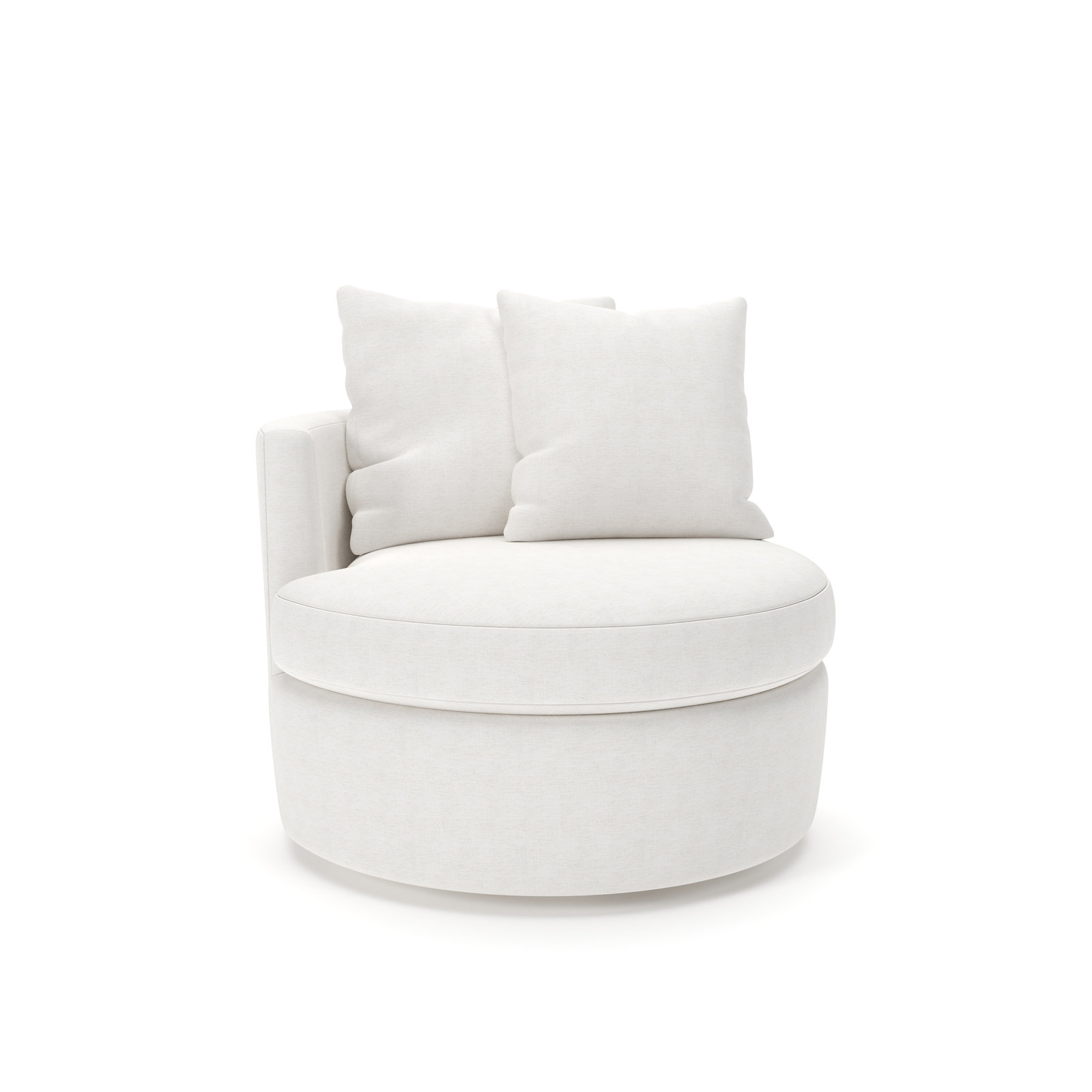 Dara 40" Upholstered Swivel Snuggler Chair, Nomad Snow Crypton Performance Chenille