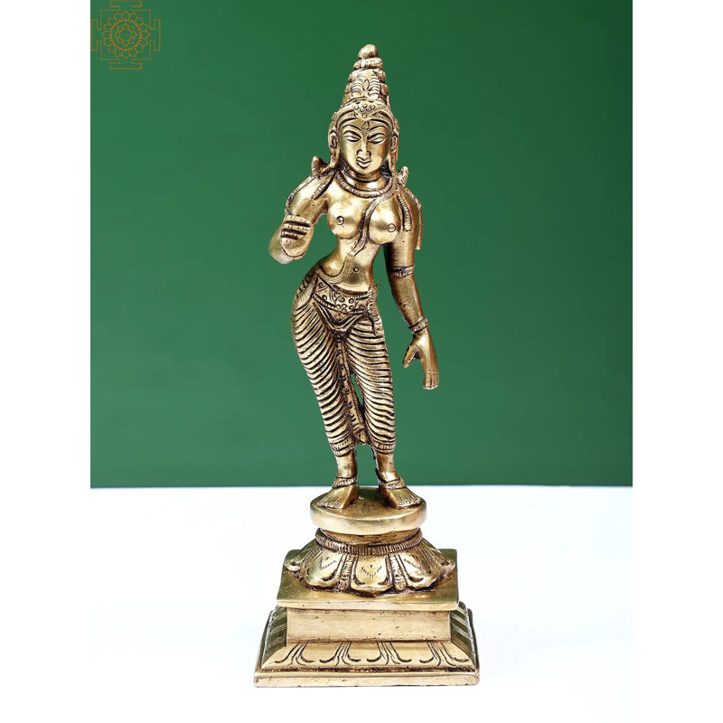 Statue 9 "en laiton Devi Uma (déesse Sivagami) - déesse minimaliste fabriquée à la main sculpture Parvati pour la décoration spirituelle