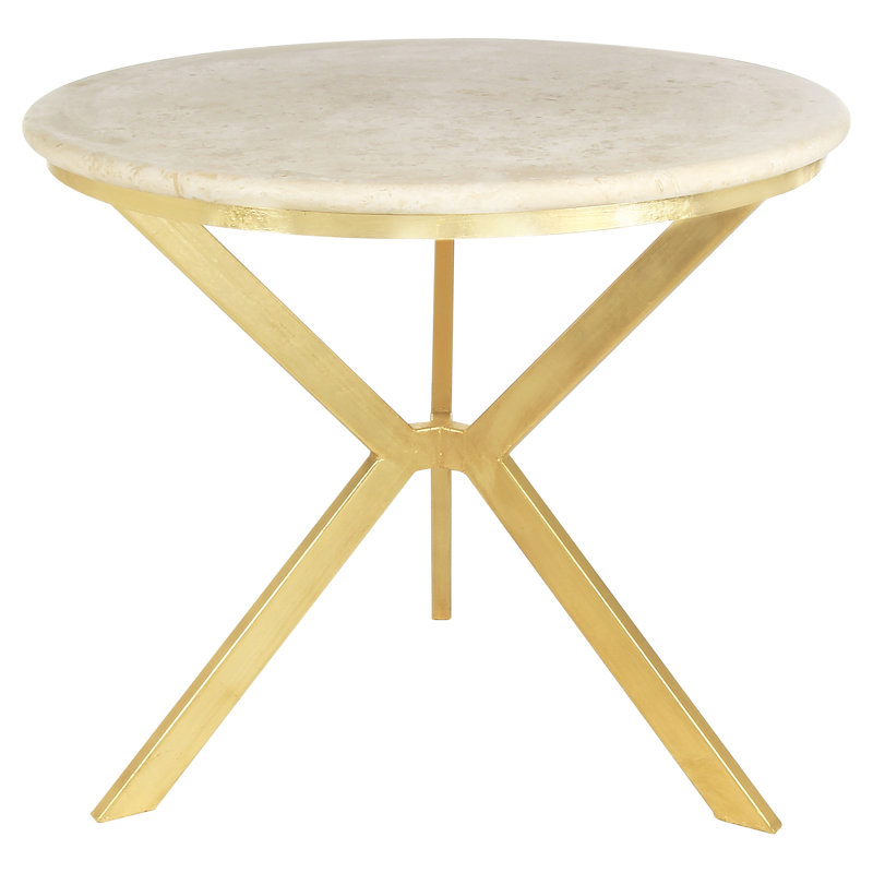 Tripod Cross Legs End Table, Lite Travertine