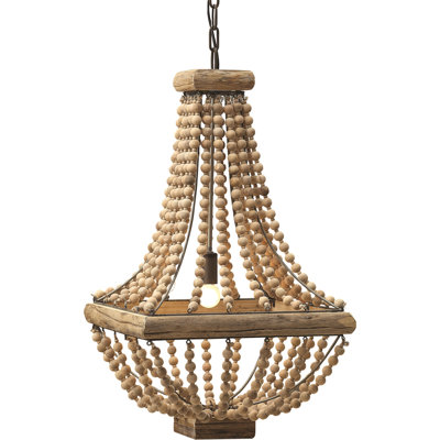 Lustre décoratif en métal et bois drapé