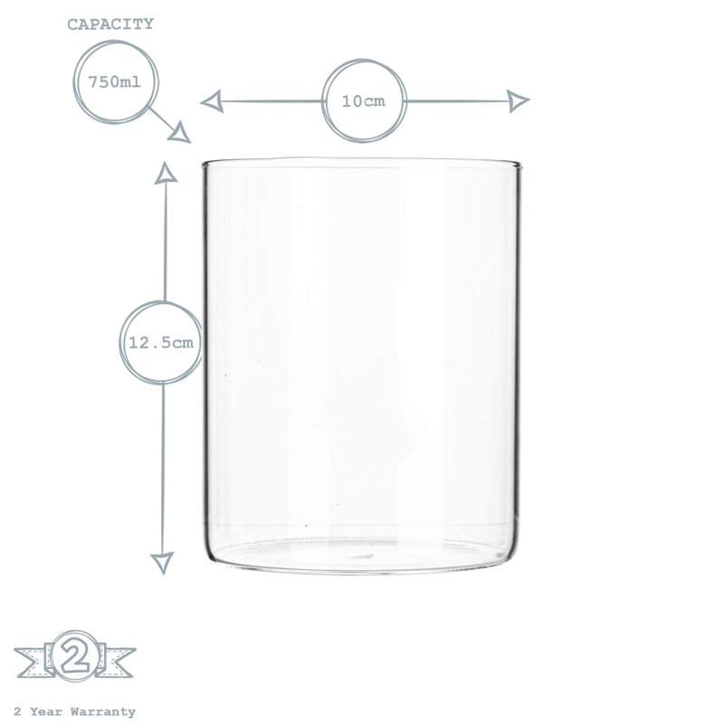 Argon Tableware - Glass Scandi Storage Jars - Set of 6, 12.5cm H x 10cm W x 10cm D