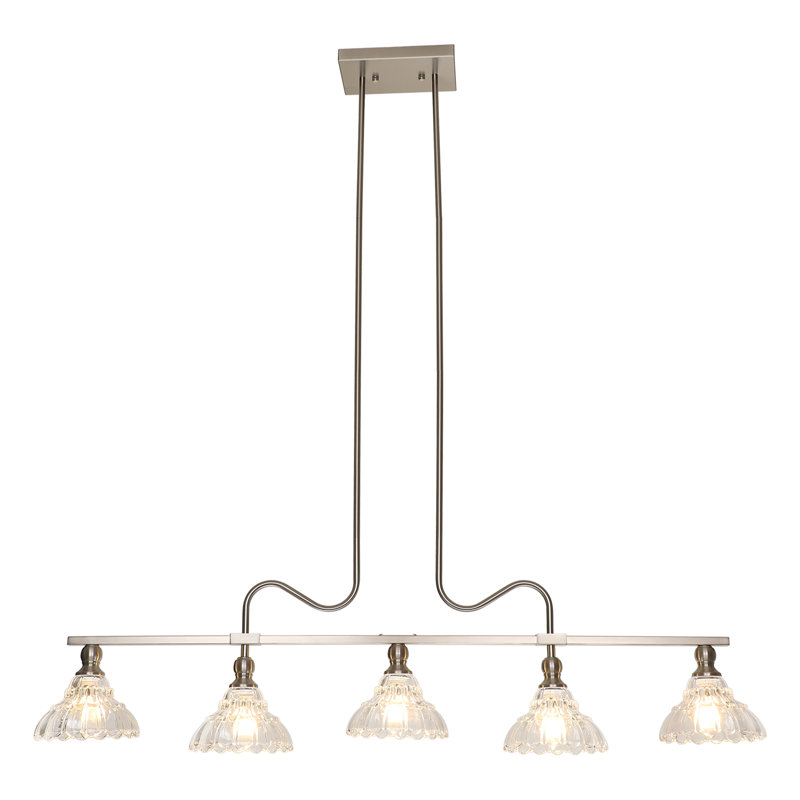 Vintage Chandelier Light, 5-Light Pendant Lights Kitchen Island Lighting(Bulbs Not Included), Nickel