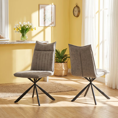 Chaise de salle à manger, ensemble de 2, côté, rembourré, cuisine, salle à manger, tissu métallique, contemporain, moderne