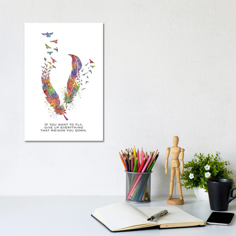 Feather Quote Portrait by Genefy Art - Wrapped Canvas Print, 20.32 cm H x 30.48 cm W
